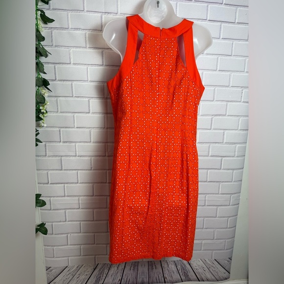 Muse Women's Eyelet Halter Dress Vibrant Orange/size 10 - Picture 8 of 12